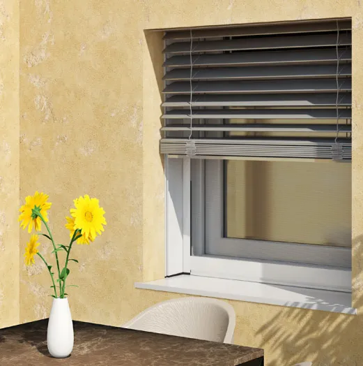 Žaluzija Krater ima masko skrito pod fasado. Vidna je zgolj žaluzija.