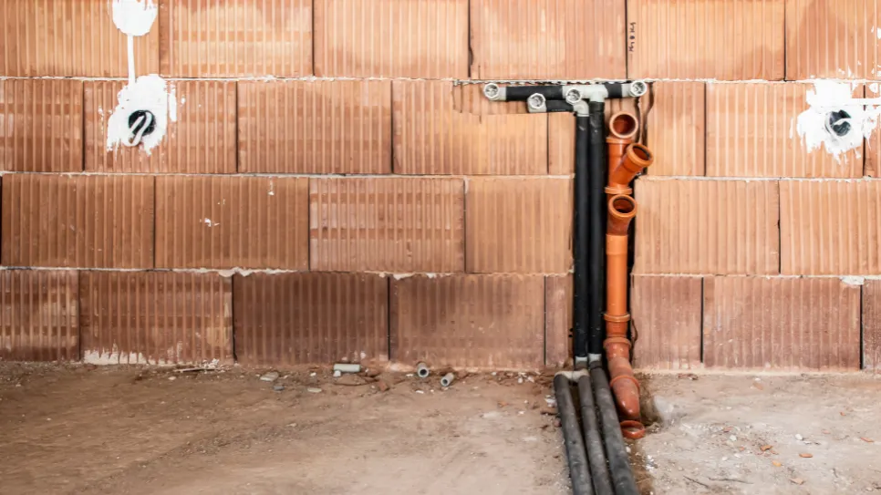 Vodovodne cevi v steni.