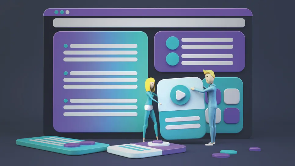 Narisani figuri prestavljata elemente spletne strani.